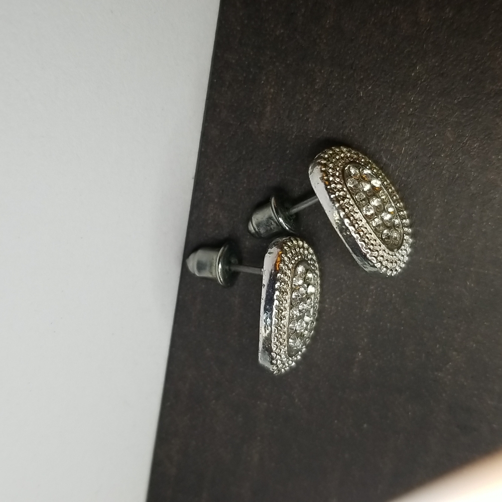 Dressy Silver Stud Earrings - Picture 2 of 4